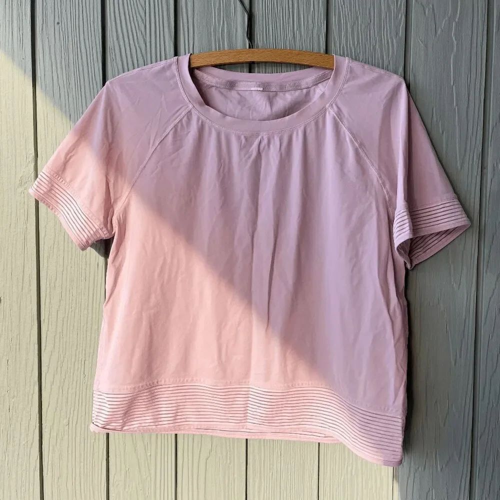 Lululemon Stripe In Stride Short Sleeve Tee - Petals Pink